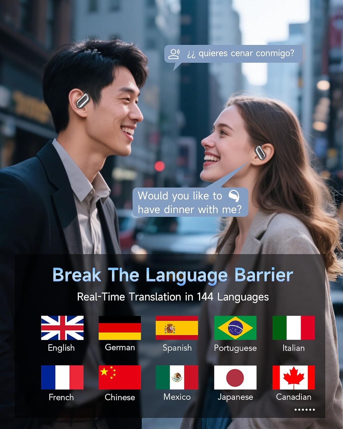 Faxoimu AI Translation Earbuds Real Time, 3-in-1 Translator Earbuds, 80H Playtime Translating Device, 144 Language Translator Earbuds for iPhone and Android, for Travel/Business/Meeting/Learning - Image 5